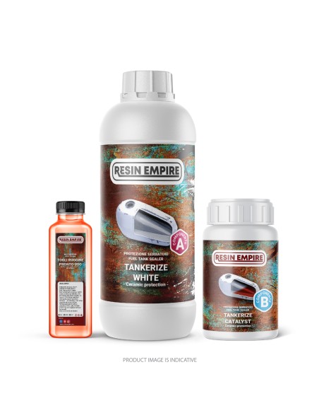 TANKERIZE BIANCO GRANDE Kit Trattamento Antiruggine Serbatoio Moto Bianco Max 50L.