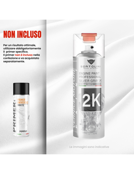 GRIGIO METALLIZZATO 2K Spray Alta Temperatura Per Motori Contemporanei E D'Epoca - 400Ml